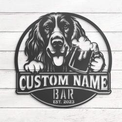 customized sussex spaniel thirsty beer pub metal wall led light 1